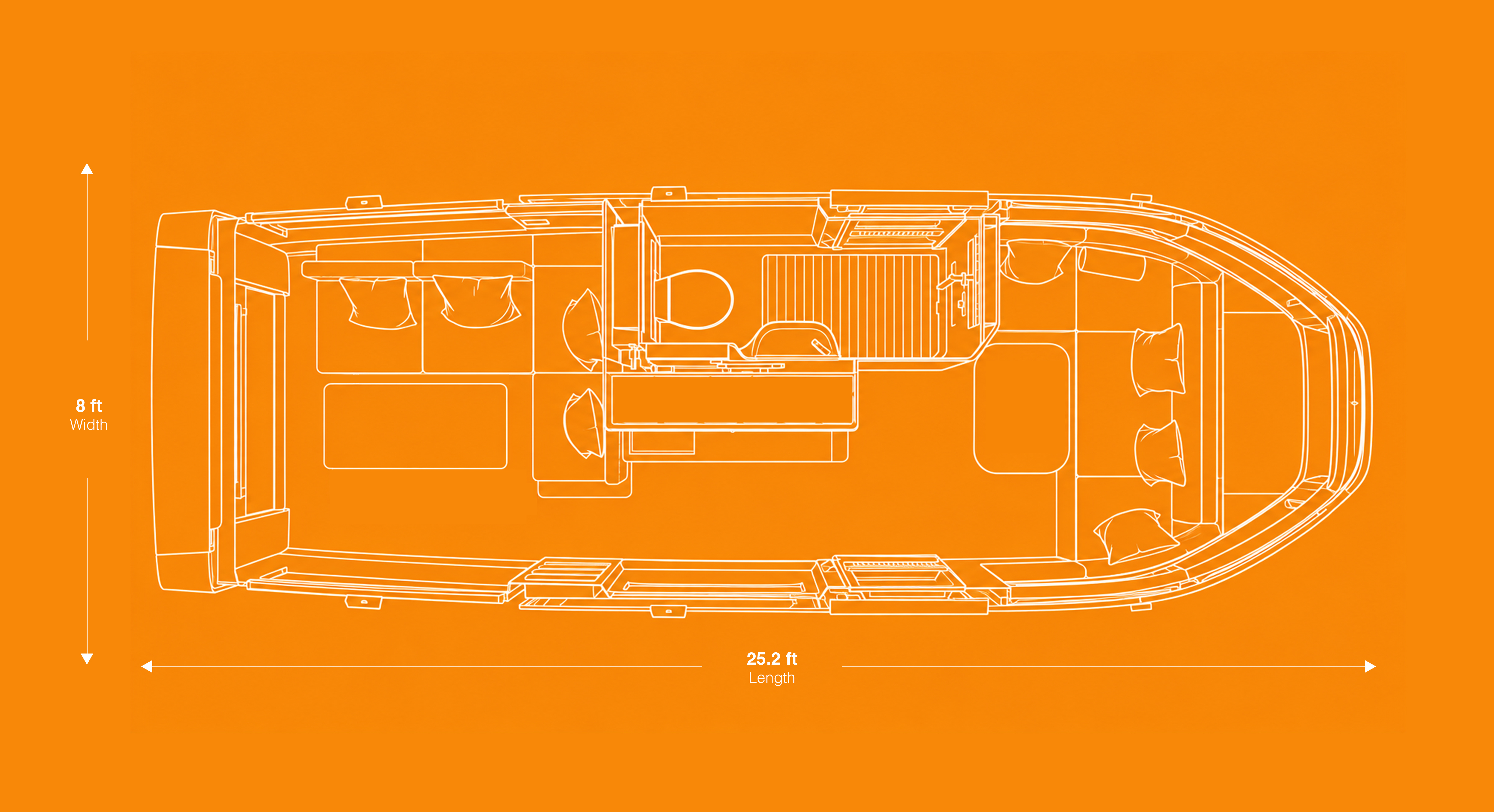 Aboard T4 interior layout — wireframe illustration